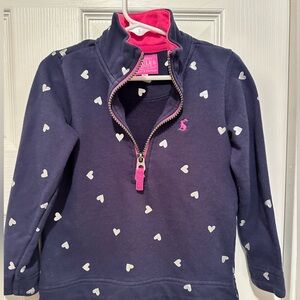 Joules Navy Heart Half Zip Sweatshirt 4T